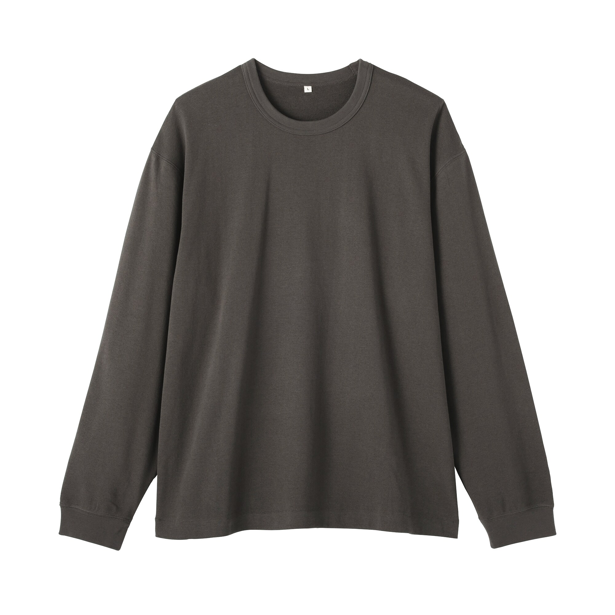 紳士　昔ながらの製法で編み立てたミニ裏毛クルーネック長袖Ｔシャツ