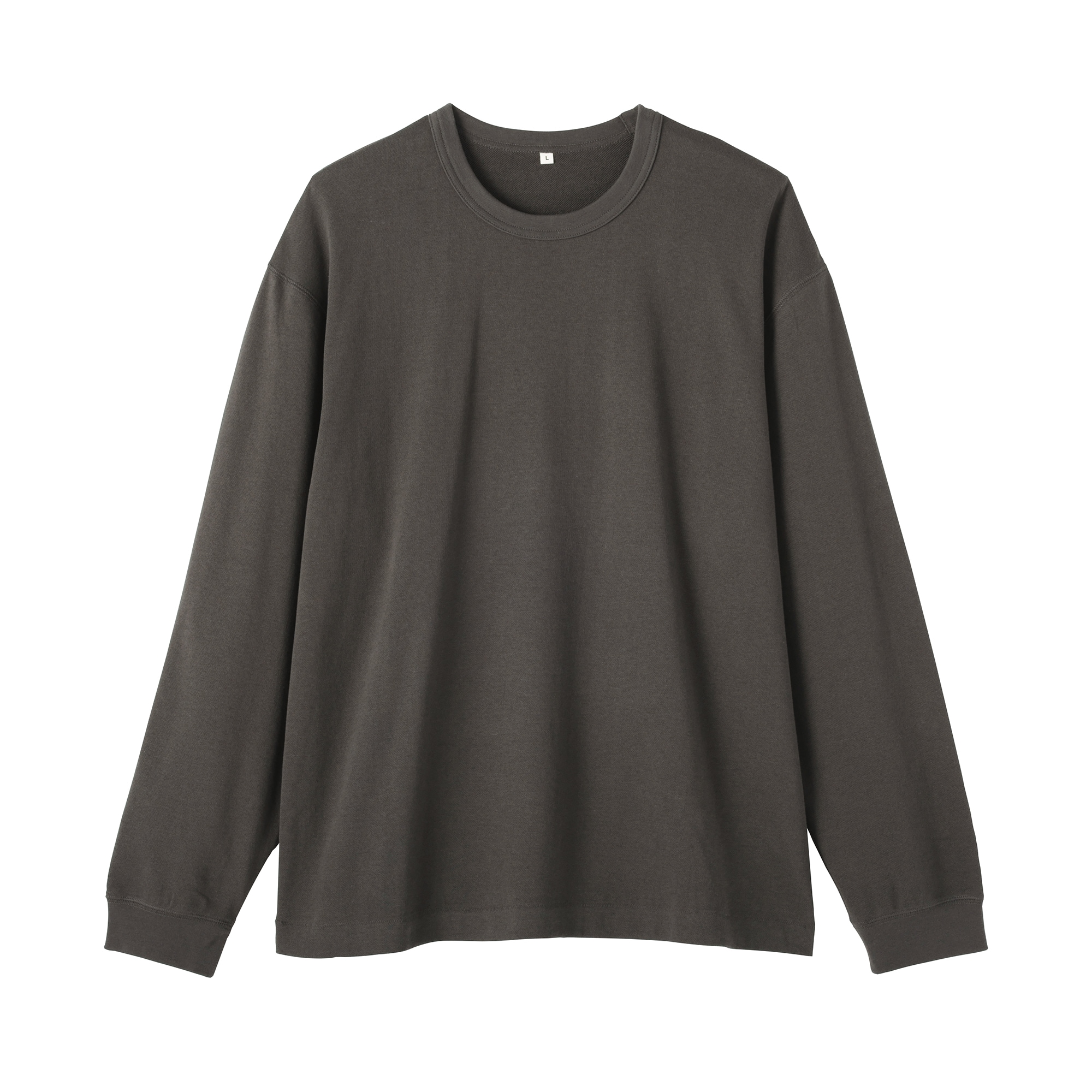 紳士　昔ながらの製法で編み立てたミニ裏毛クルーネック長袖Ｔシャツ