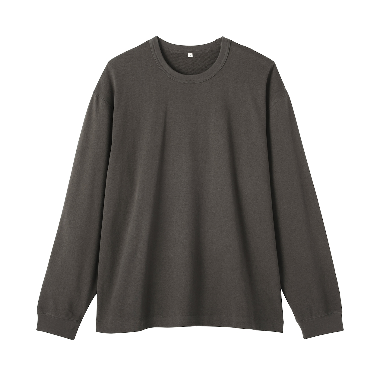 紳士　昔ながらの製法で編み立てたミニ裏毛クルーネック長袖Ｔシャツ