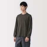 紳士　昔ながらの製法で編み立てたミニ裏毛クルーネック長袖Ｔシャツ