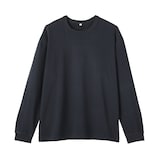 紳士　昔ながらの製法で編み立てたミニ裏毛クルーネック長袖Ｔシャツ