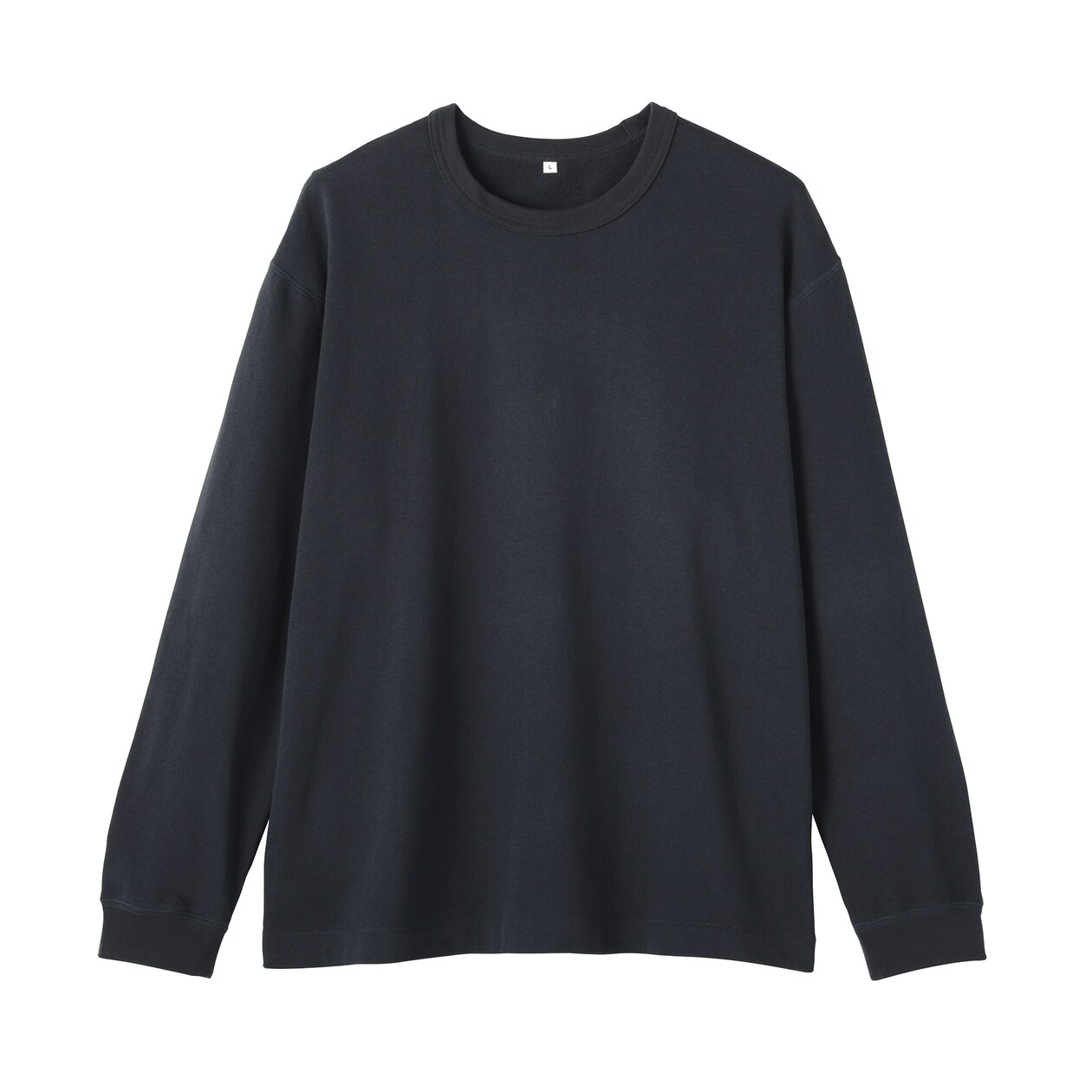 紳士　昔ながらの製法で編み立てたミニ裏毛クルーネック長袖Ｔシャツ