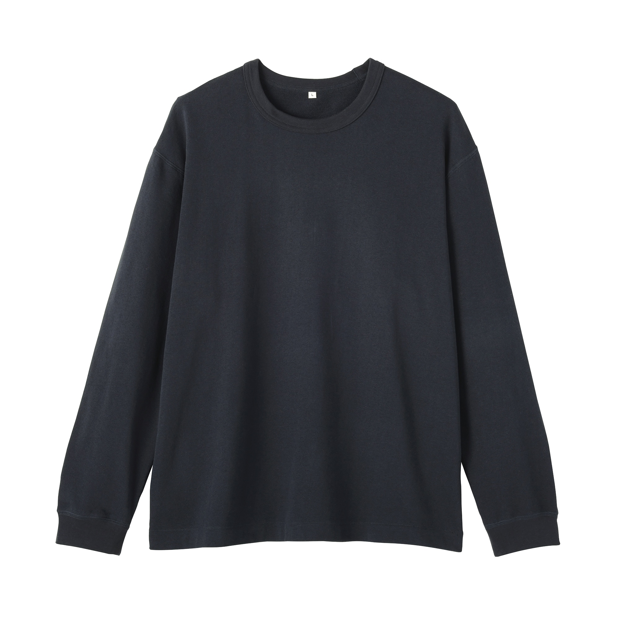 紳士 昔ながらの製法で編み立てたミニ裏毛クルーネック長袖Tシャツ