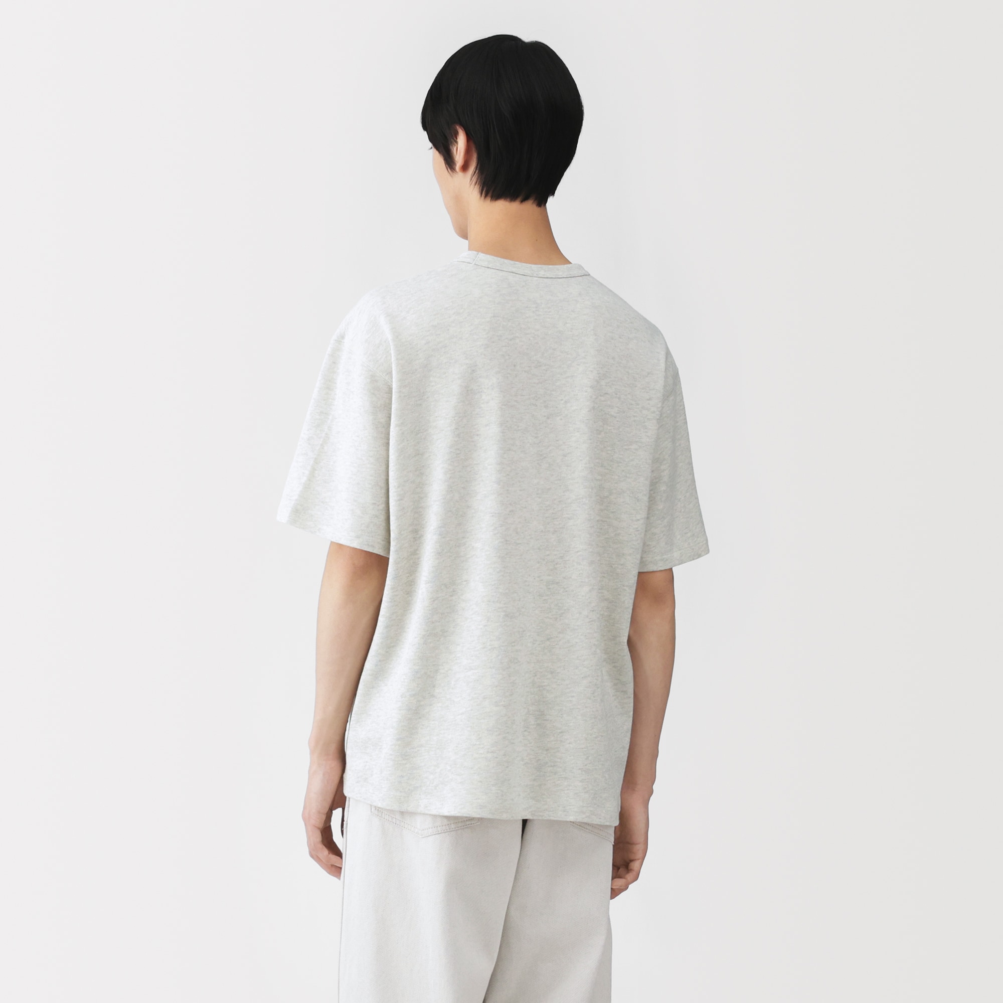 紳士 昔ながらの製法で編み立てたミニ裏毛クルーネック半袖Tシャツ