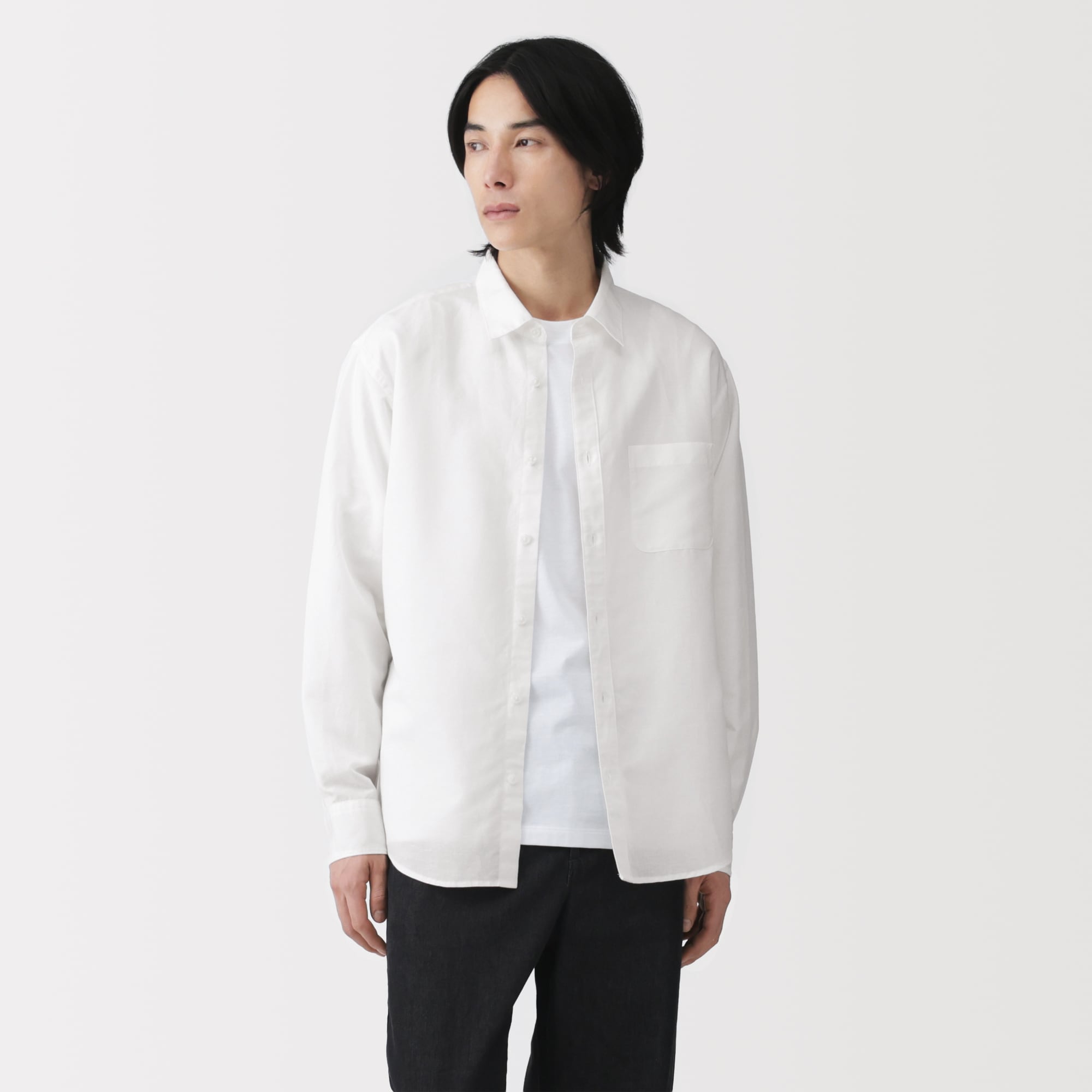 紳士　ヘンプコットン長袖シャツ