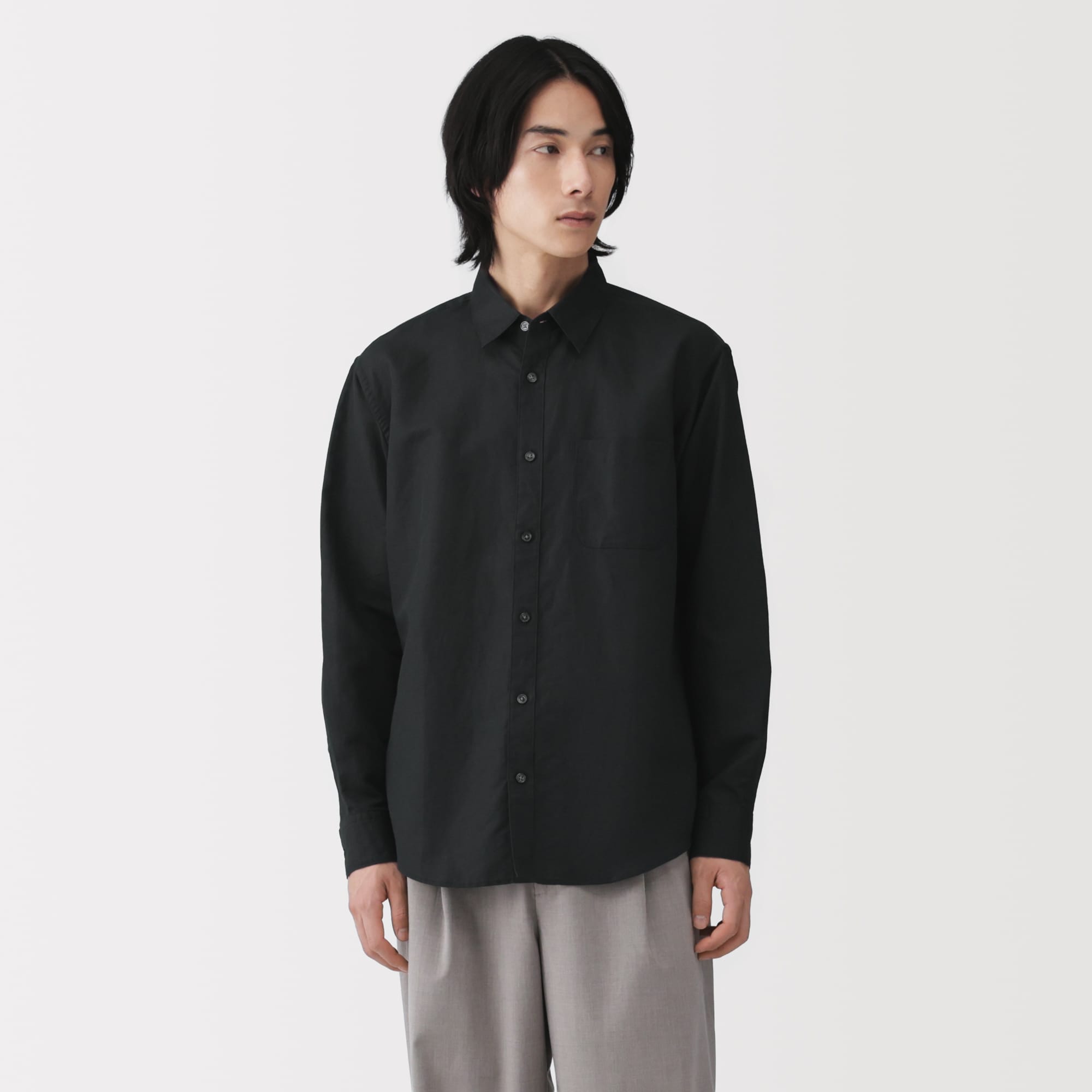 紳士　ヘンプコットン長袖シャツ