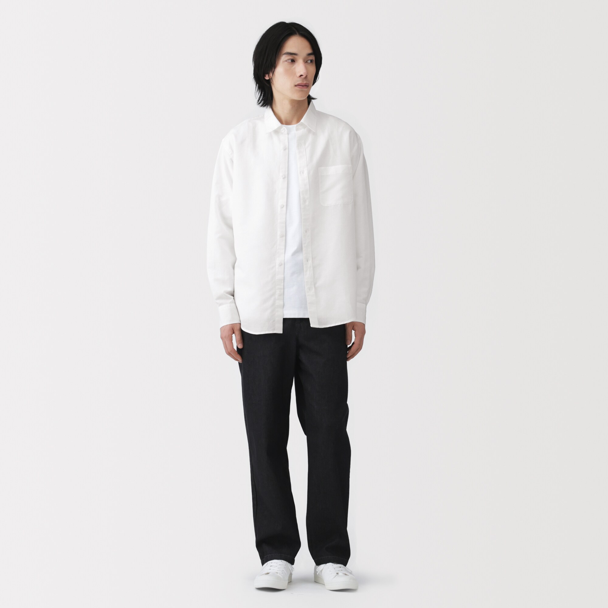 紳士　ヘンプコットン長袖シャツ