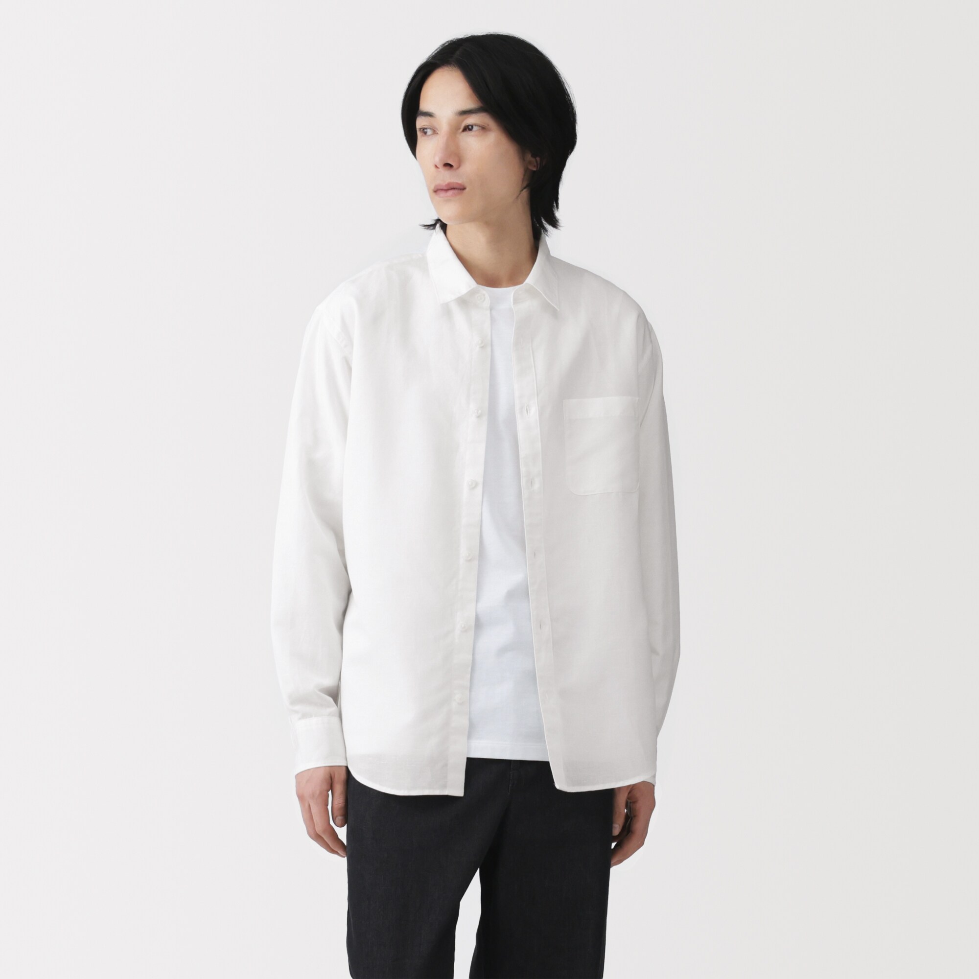 紳士　ヘンプコットン長袖シャツ