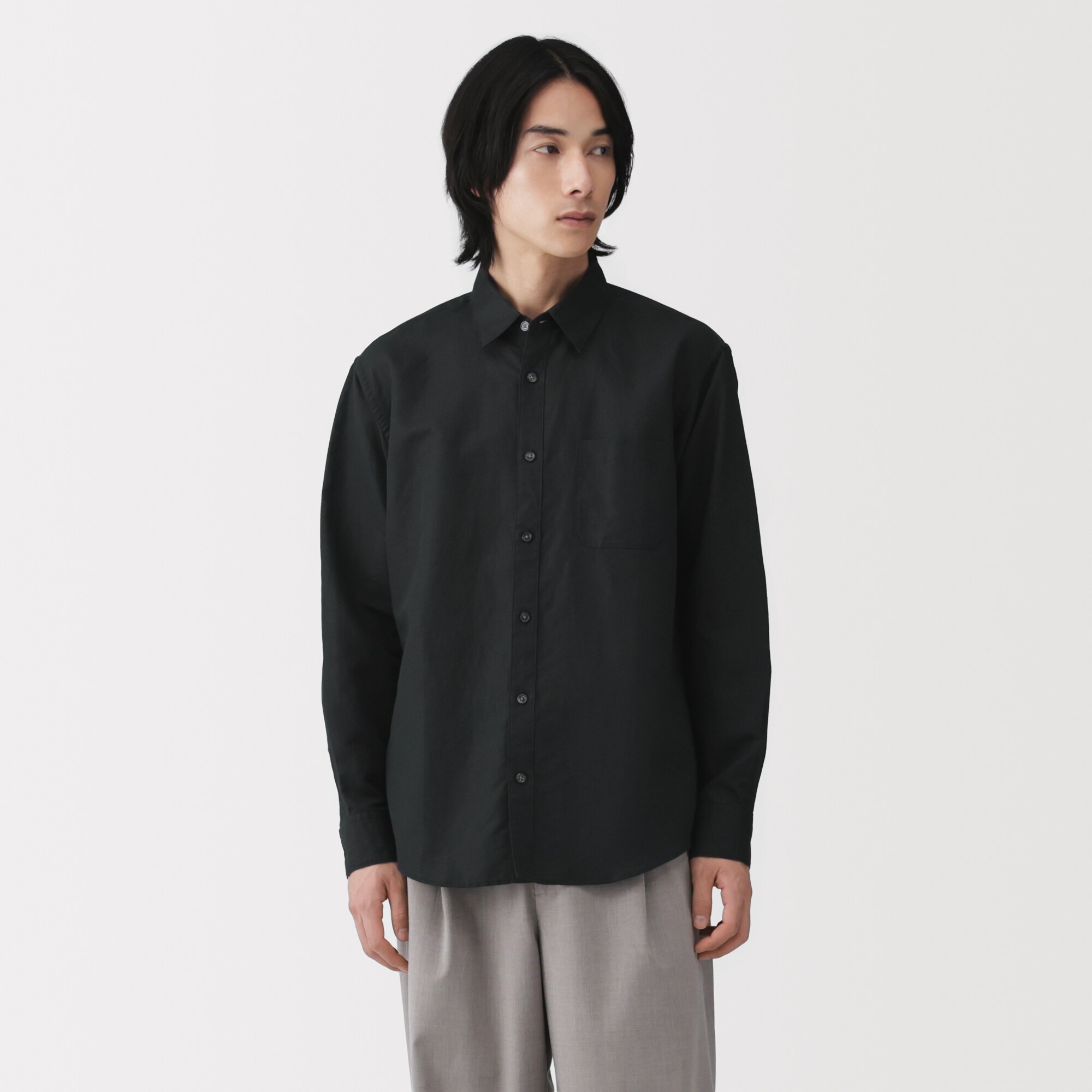 紳士　ヘンプコットン長袖シャツ