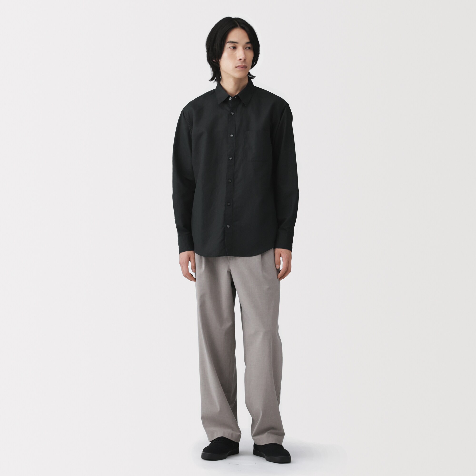 紳士　ヘンプコットン長袖シャツ