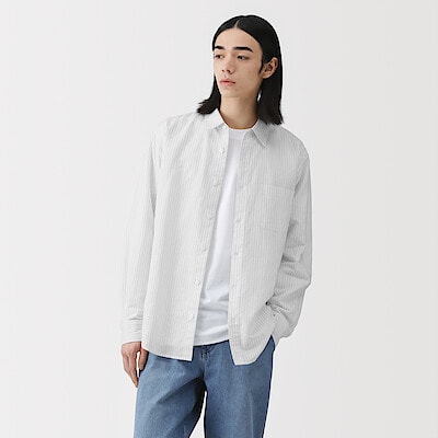 紳士　ヘンプコットン長袖シャツ