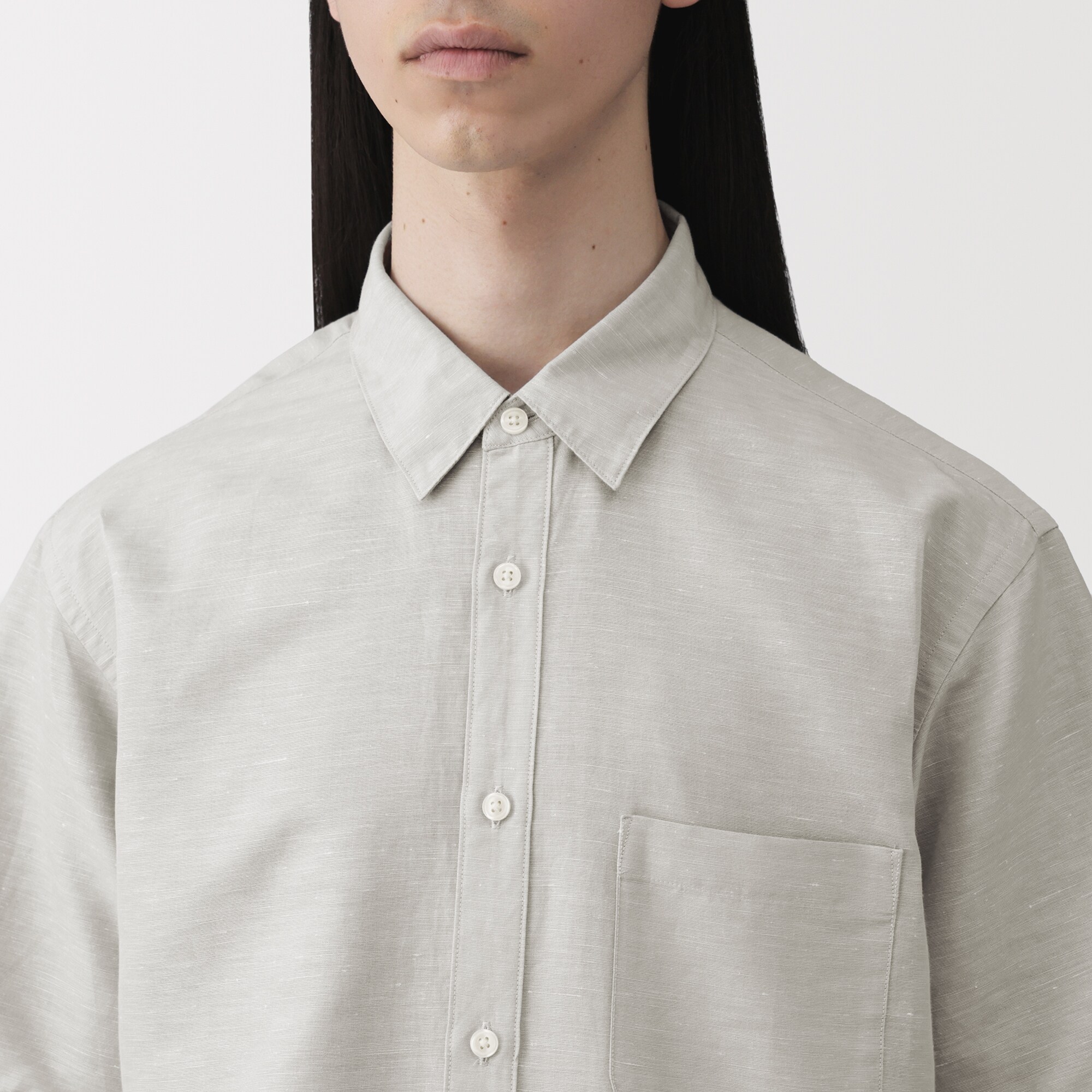 紳士　ヘンプコットン半袖シャツ