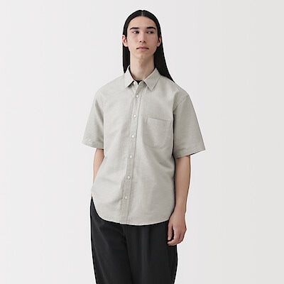 紳士　ヘンプコットン半袖シャツ