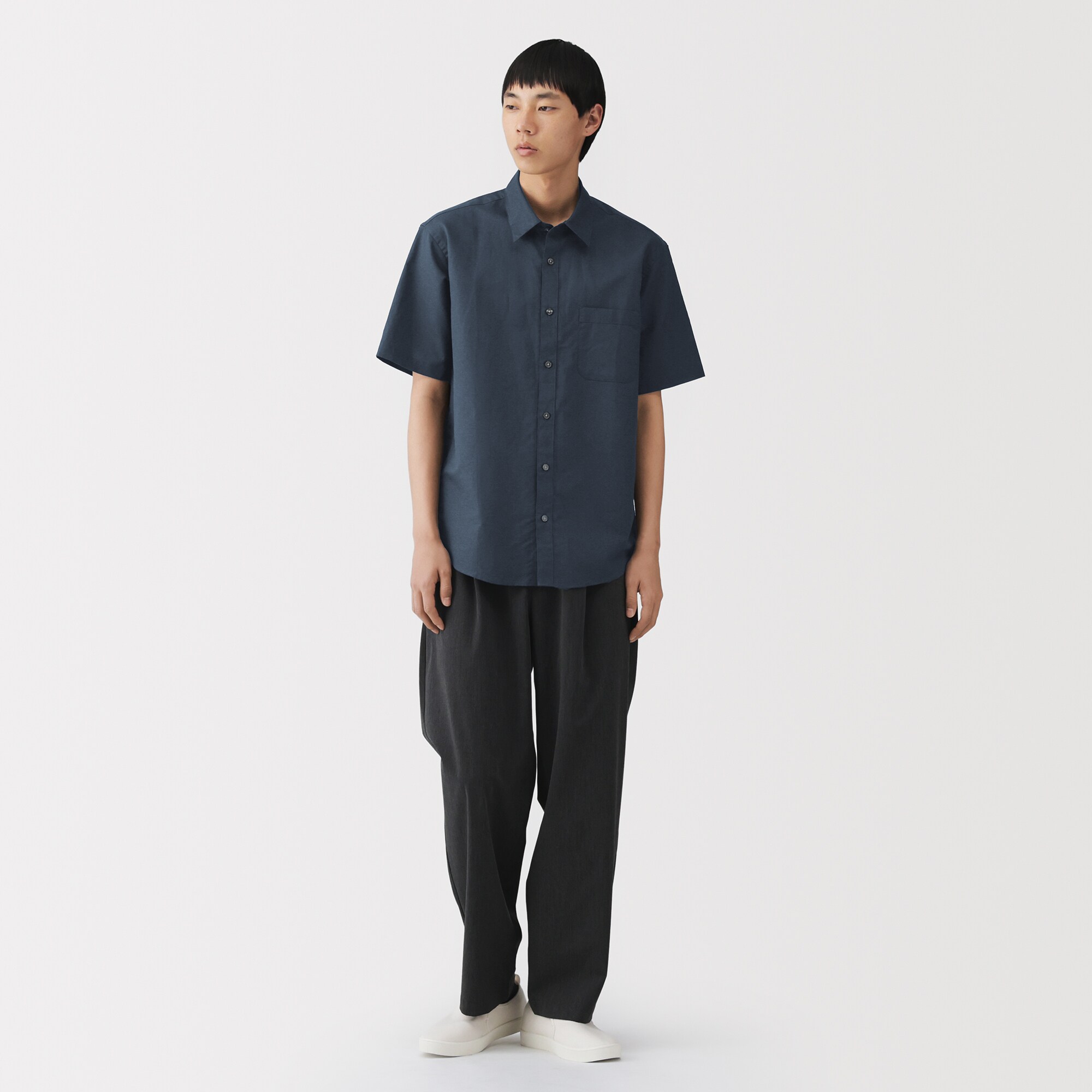 紳士　ヘンプコットン半袖シャツ