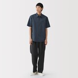 紳士　ヘンプコットン半袖シャツ