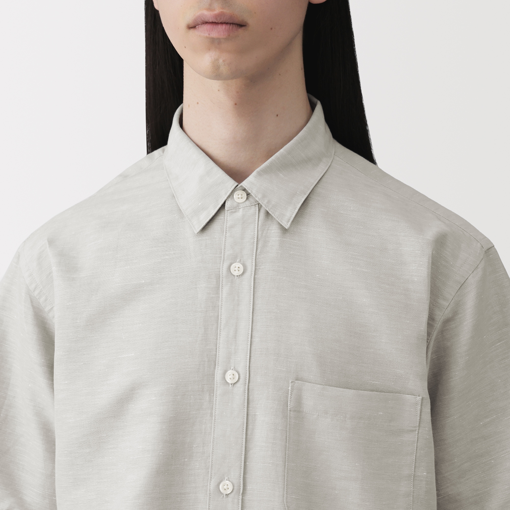 紳士　ヘンプコットン半袖シャツ