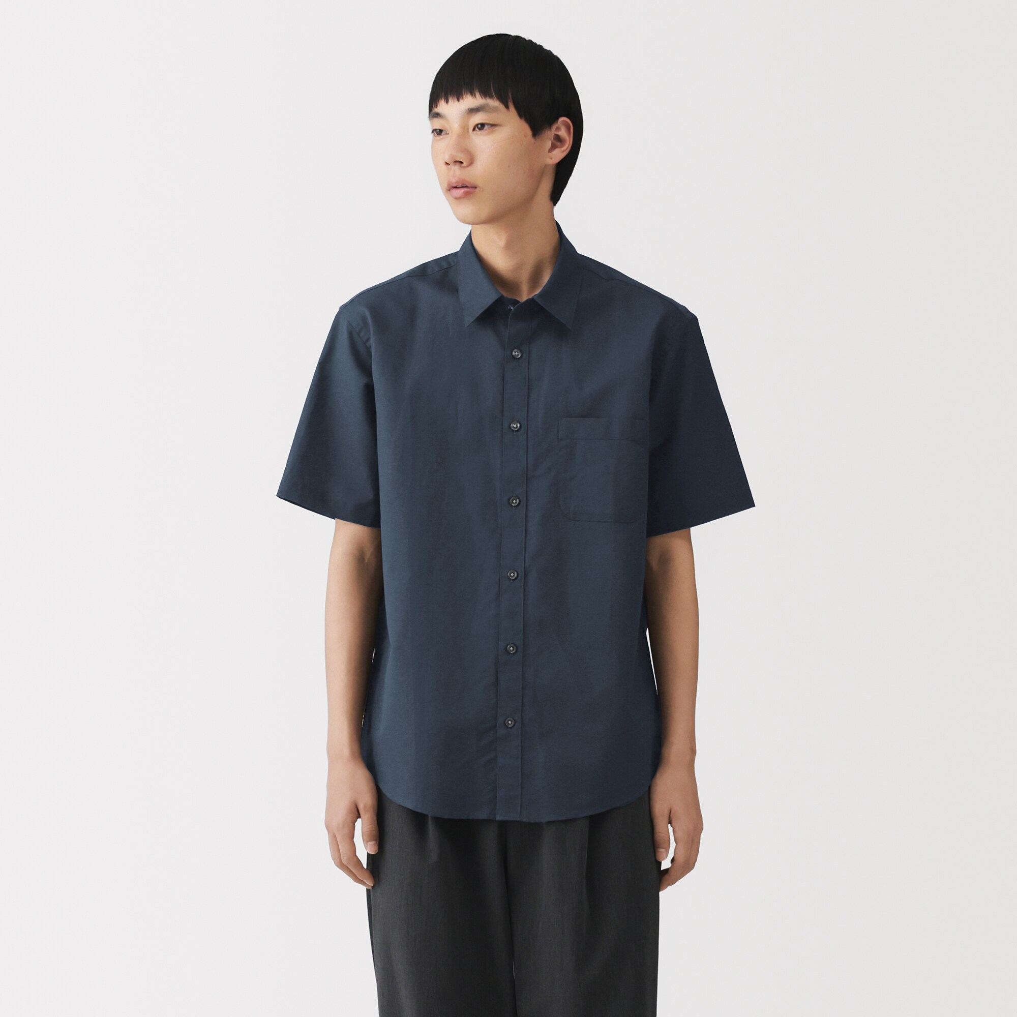 紳士　ヘンプコットン半袖シャツ