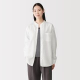 紳士　ヘンプコットンスタンドカラー長袖シャツ