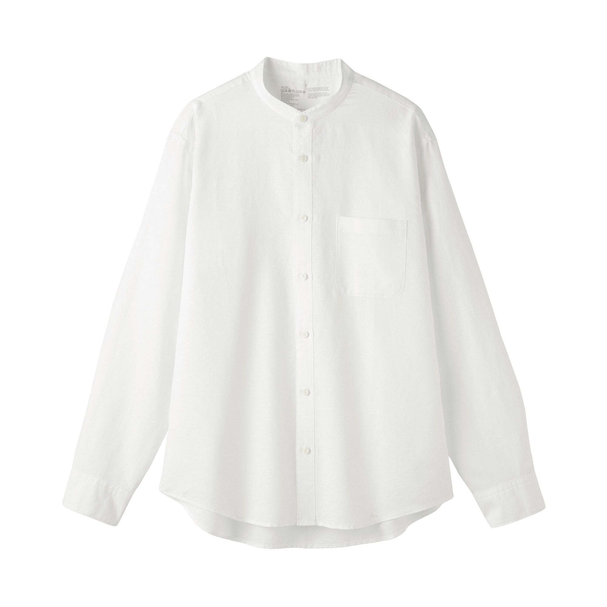 紳士　ヘンプコットンスタンドカラー長袖シャツ