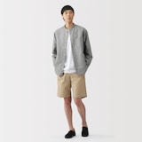 紳士　ヘンプコットンスタンドカラー長袖シャツ