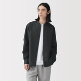 紳士　ヘンプコットンスタンドカラー長袖シャツ