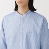 紳士　ヘンプコットンスタンドカラー長袖シャツ