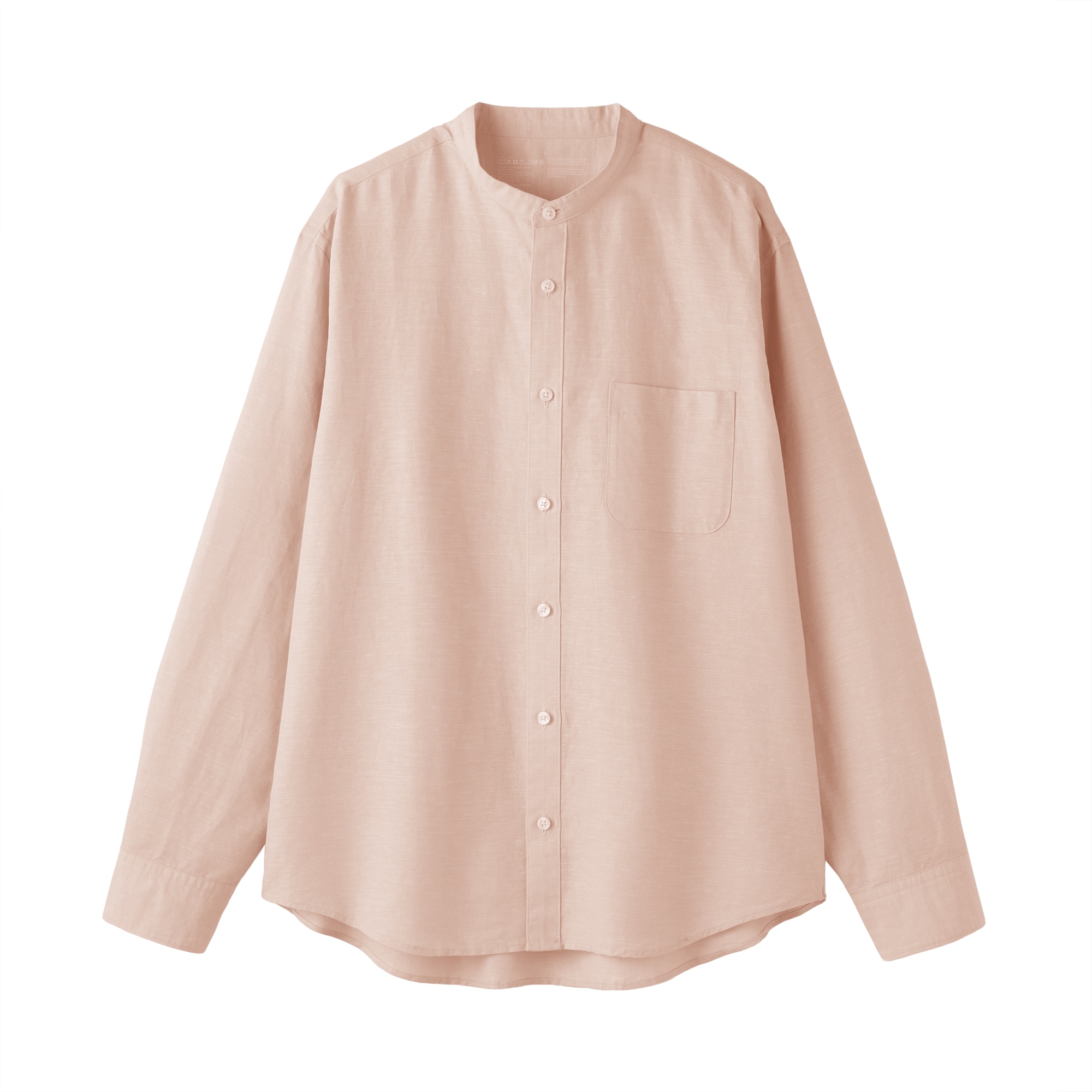 紳士　ヘンプコットンスタンドカラー長袖シャツ