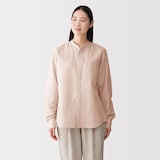 紳士　ヘンプコットンスタンドカラー長袖シャツ