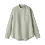 紳士　ヘンプコットンスタンドカラー長袖シャツ