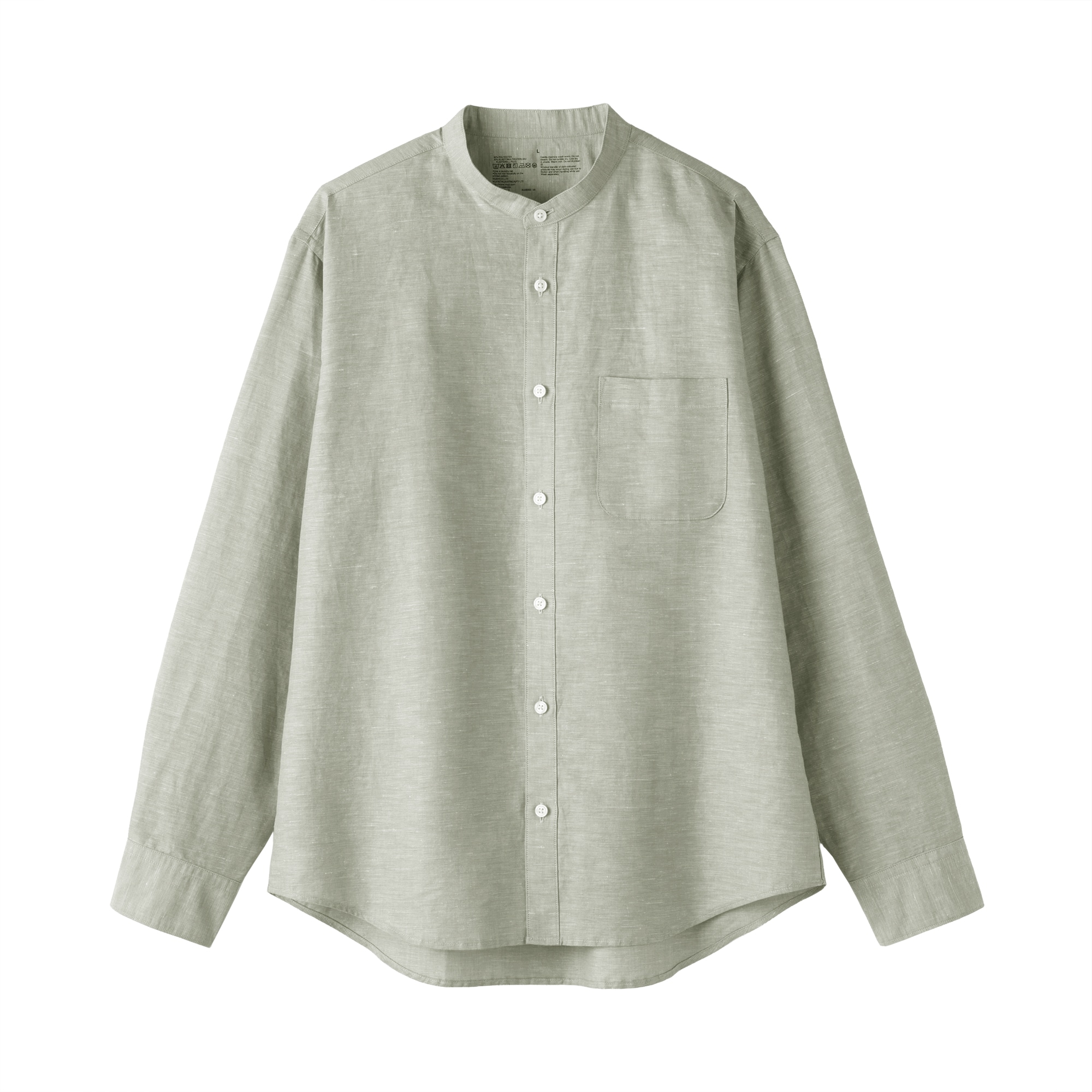 紳士　ヘンプコットンスタンドカラー長袖シャツ