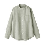 紳士　ヘンプコットンスタンドカラー長袖シャツ