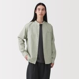 紳士　ヘンプコットンスタンドカラー長袖シャツ