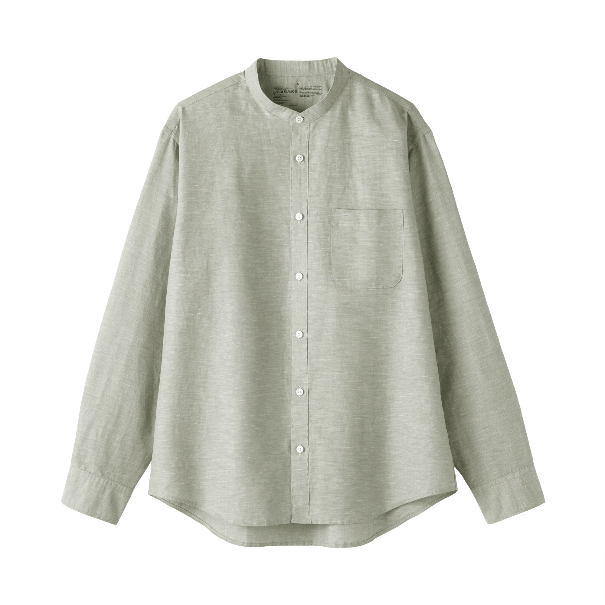紳士　ヘンプコットンスタンドカラー長袖シャツ
