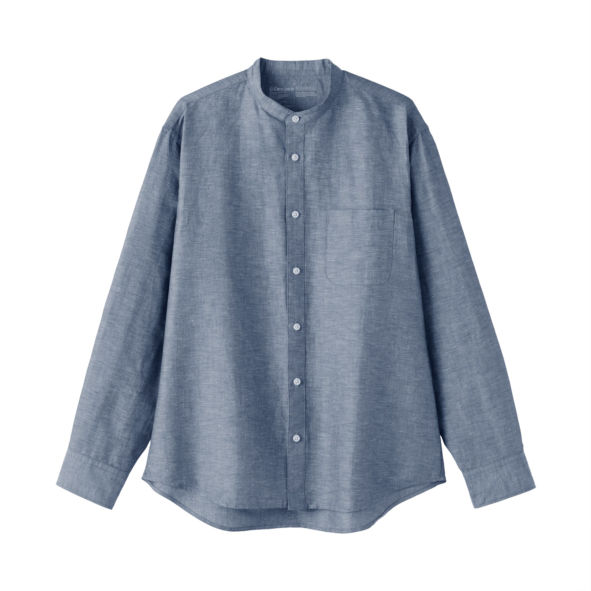 紳士　ヘンプコットンスタンドカラー長袖シャツ