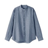 紳士　ヘンプコットンスタンドカラー長袖シャツ