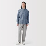 紳士　ヘンプコットンスタンドカラー長袖シャツ