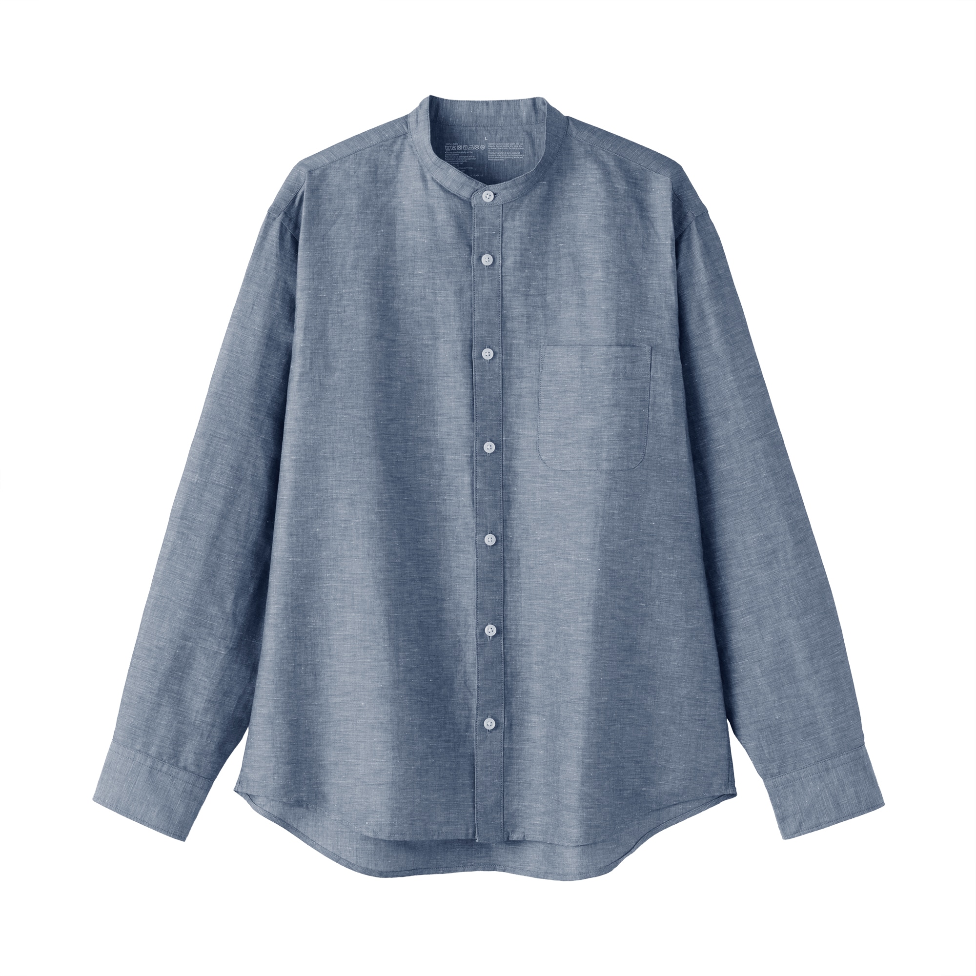 紳士　ヘンプコットンスタンドカラー長袖シャツ