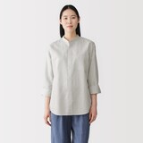 紳士　ヘンプコットンスタンドカラー長袖シャツ