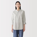 紳士　ヘンプコットンスタンドカラー長袖シャツ