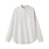 紳士　ヘンプコットンスタンドカラー長袖シャツ