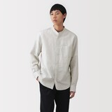 紳士　ヘンプコットンスタンドカラー長袖シャツ