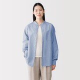 紳士　ヘンプコットンスタンドカラー長袖シャツ