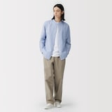 紳士　ヘンプコットンスタンドカラー長袖シャツ