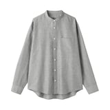 紳士　ヘンプコットンスタンドカラー長袖シャツ