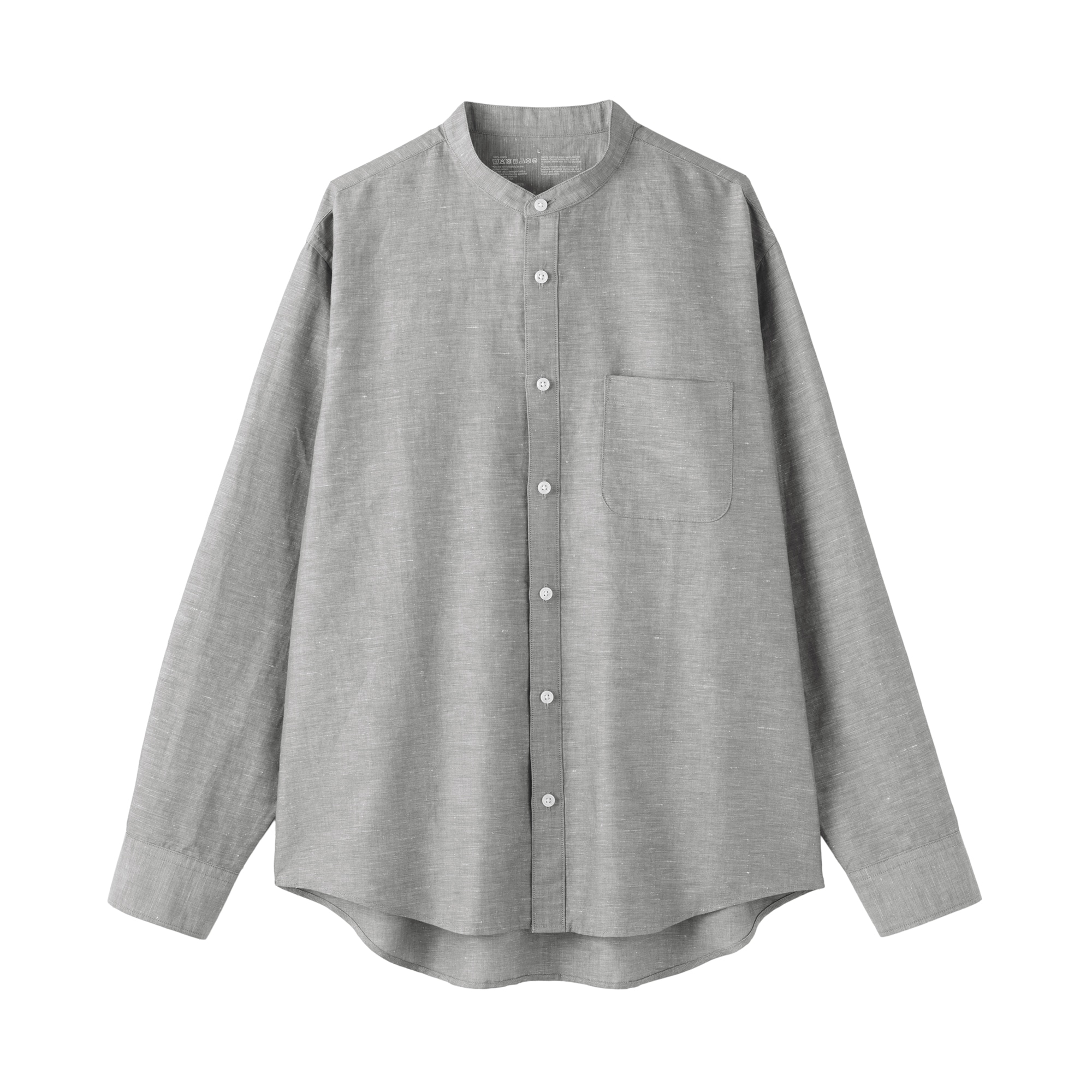 紳士　ヘンプコットンスタンドカラー長袖シャツ
