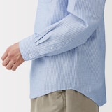 紳士　ヘンプコットンスタンドカラー長袖シャツ