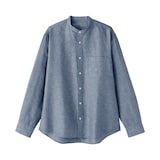 紳士　ヘンプコットンスタンドカラー長袖シャツ