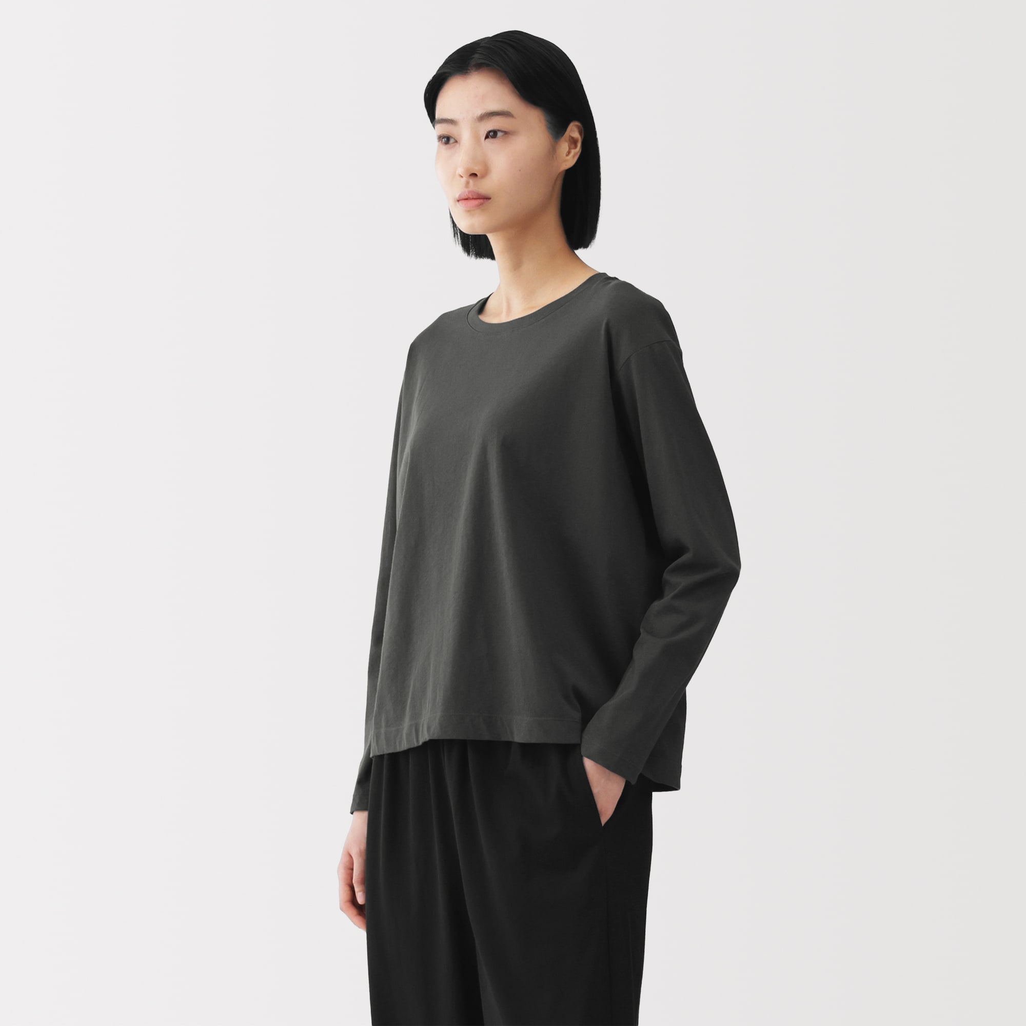 婦人　コットン天竺リラックス長袖Ｔシャツ