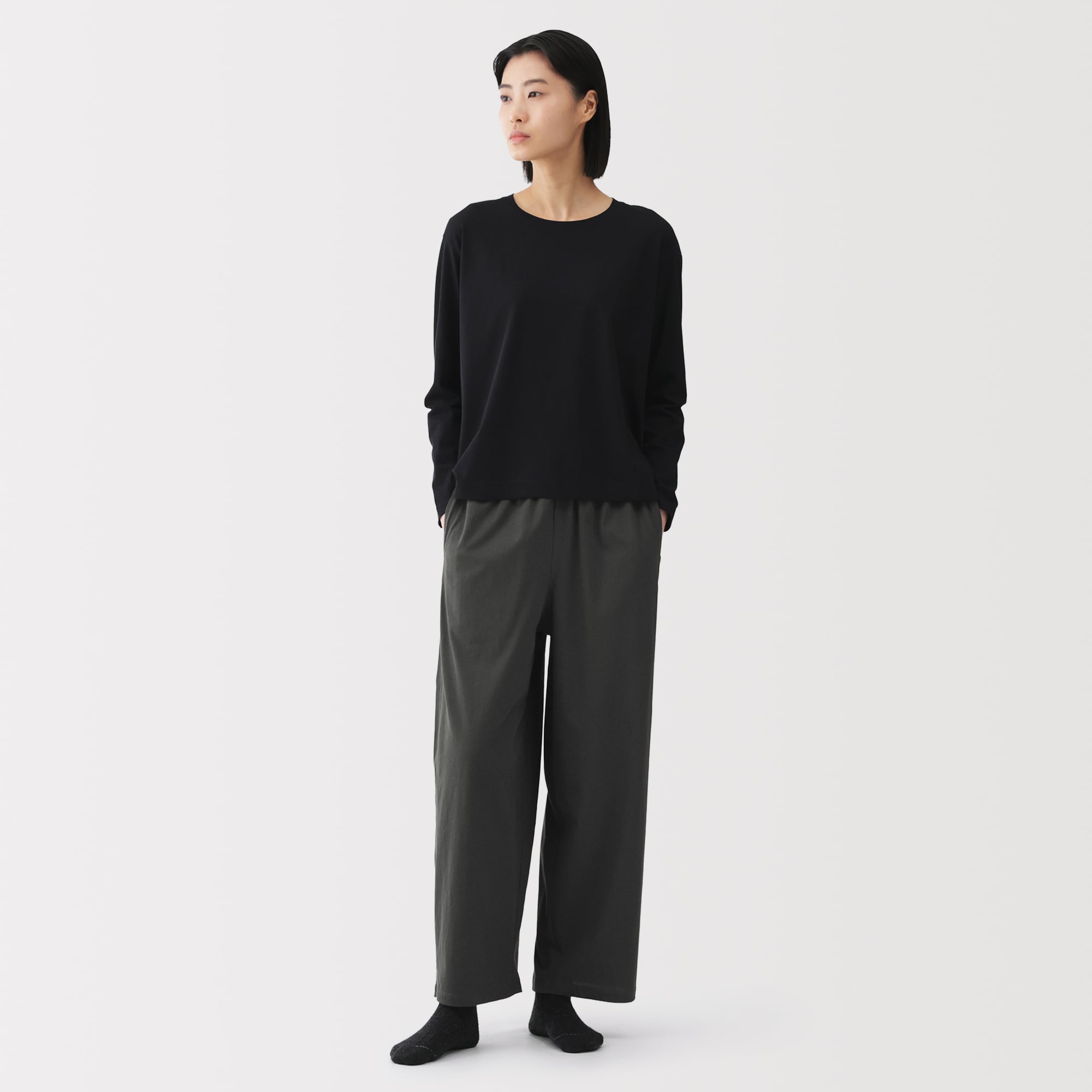 婦人　コットン天竺リラックスイージーパンツ