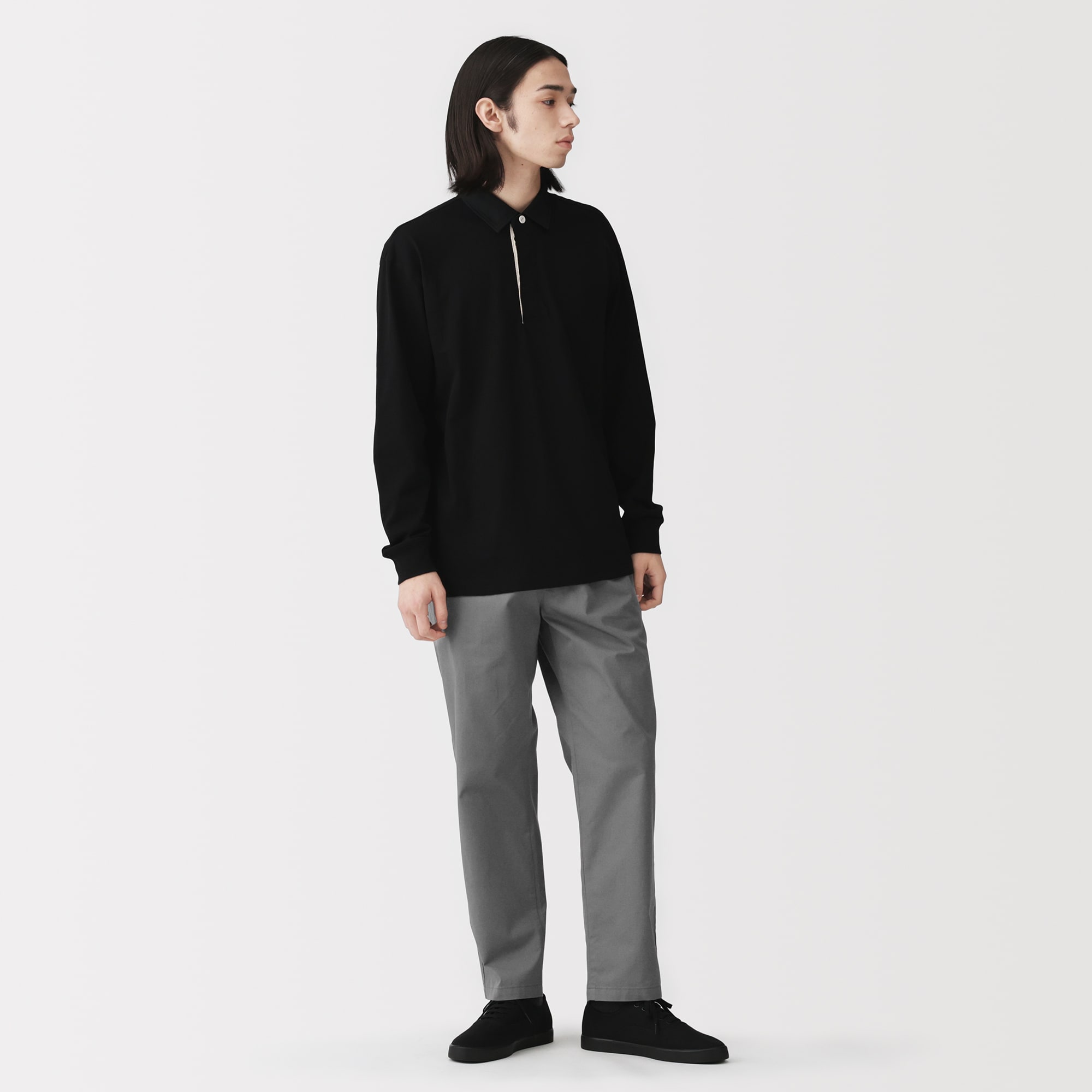 紳士　洗いざらしコットンイージーパンツ